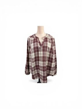 NWT Torrid Harper double gauze Plaid Split-Neck Tunic size 2-2X/18-20